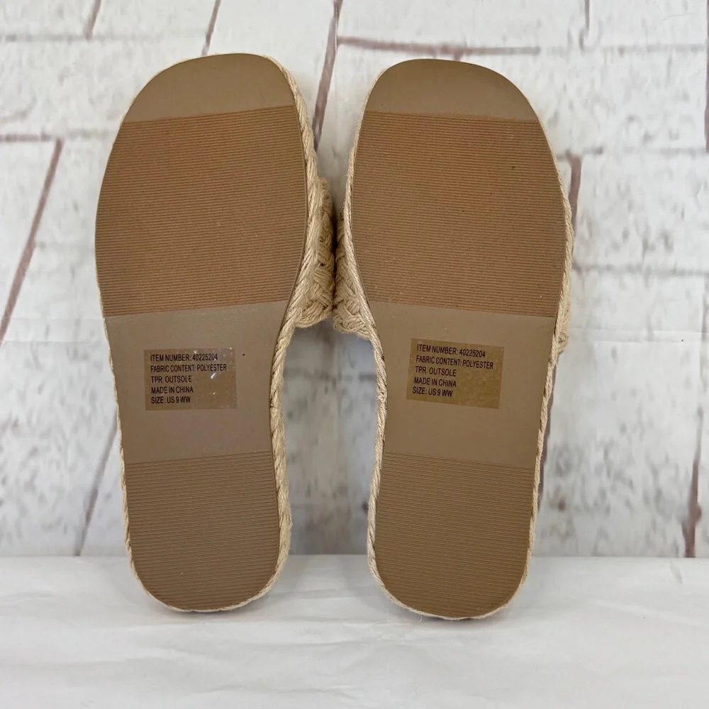 Torrid Womens Espadrilles Raffia & Jute Slip On Platform Sandals Shoes Sz. 9WW